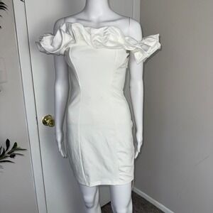 Micas Off Shoulder Ruffle‎ Dress Party Cocktail Bodycon Mini Dress Size Large